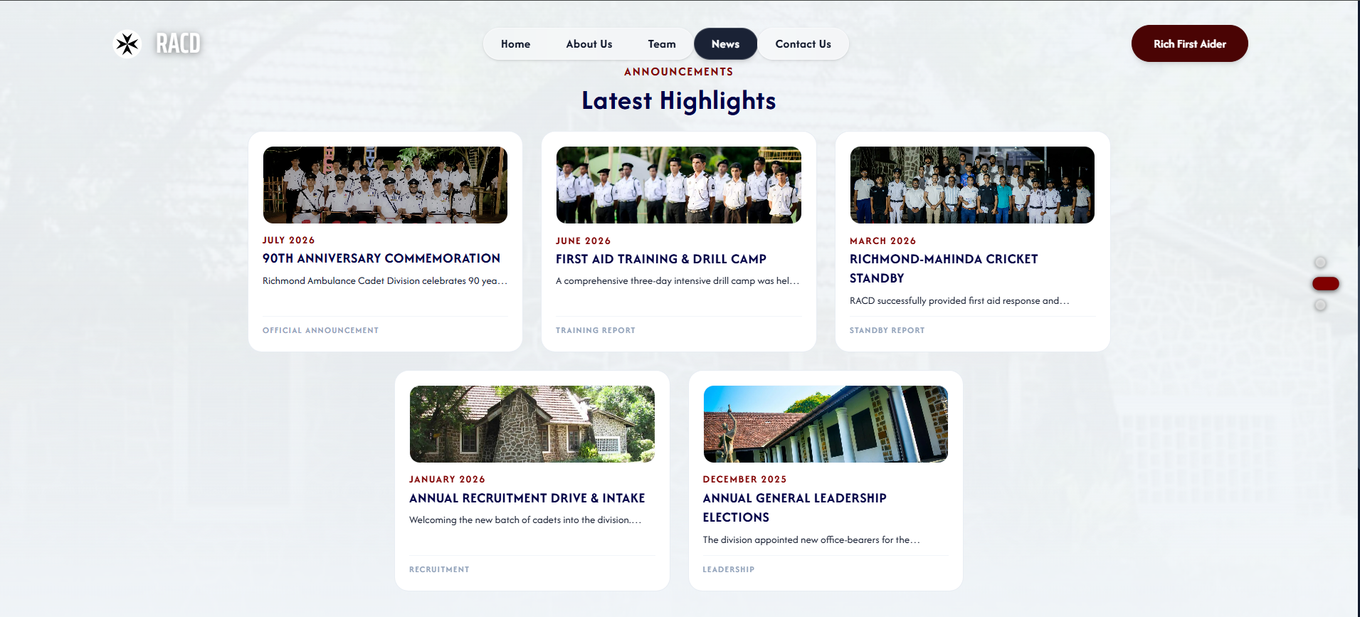 Rich First Aiders Alumni Network