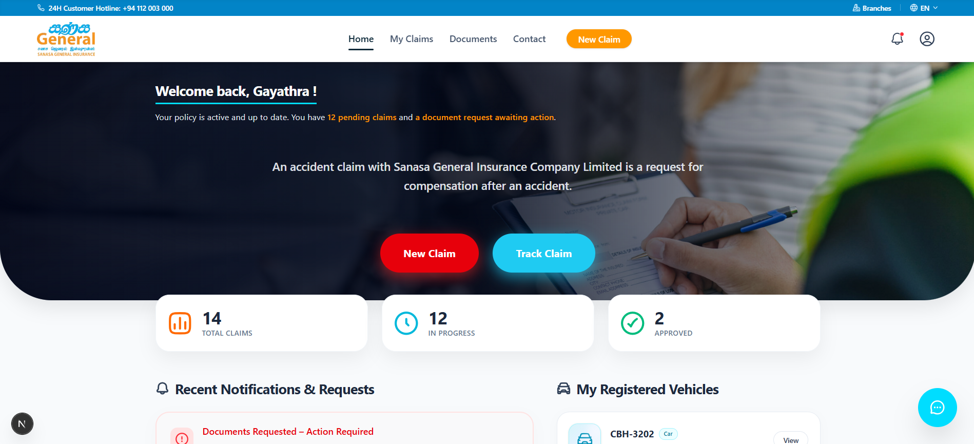 Policyholder Dashboard & Vehicle Roster